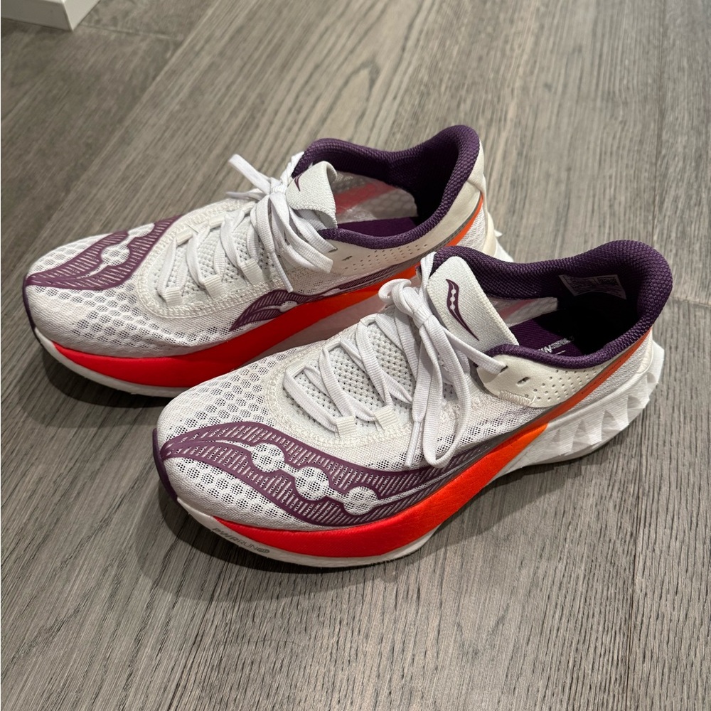 Women's White and Purple Running Shoes